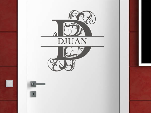 Wandtattoo verschnörkelter Buchstabe D mit Djuan