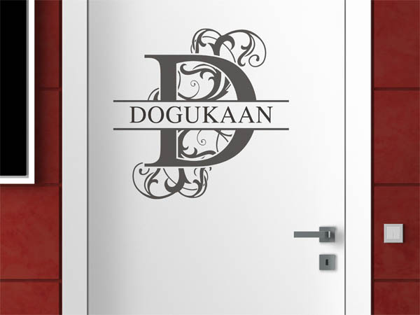Wandtattoo verschnörkelter Buchstabe D mit Dogukaan