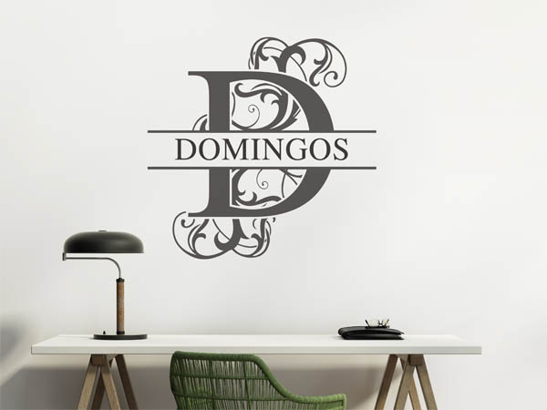 Wandtattoo verschnörkelter Buchstabe D mit Domingos