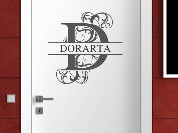 Wandtattoo verschnörkelter Buchstabe D mit Dorarta