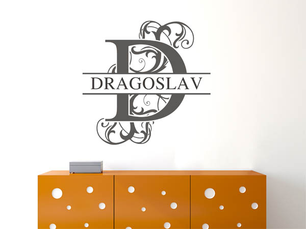 Wandtattoo verschnörkelter Buchstabe D mit Dragoslav