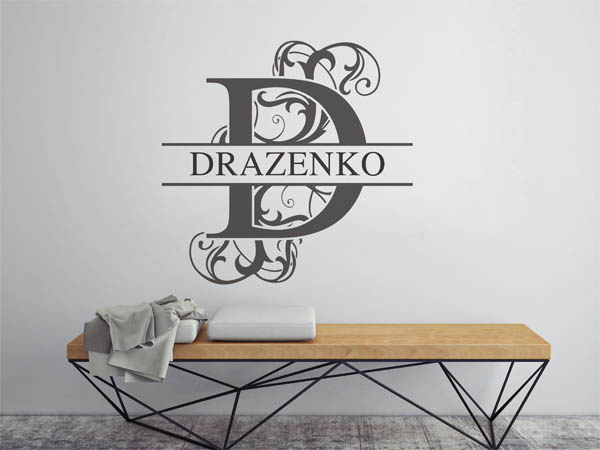 Wandtattoo verschnörkelter Buchstabe D mit Drazenko