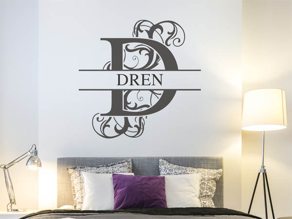 Wandtattoo verschnörkelter Buchstabe D mit Dren
