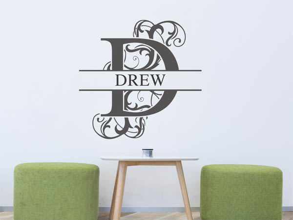 Wandtattoo verschnörkelter Buchstabe D mit Drew