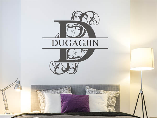 Wandtattoo verschnörkelter Buchstabe D mit Dugagjin
