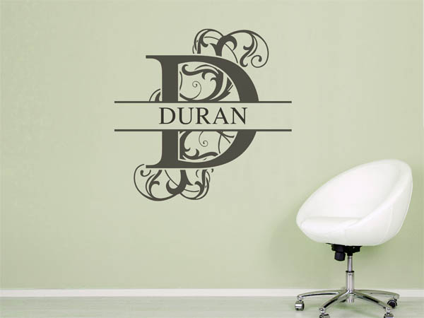 Wandtattoo verschnörkelter Buchstabe D mit Duran