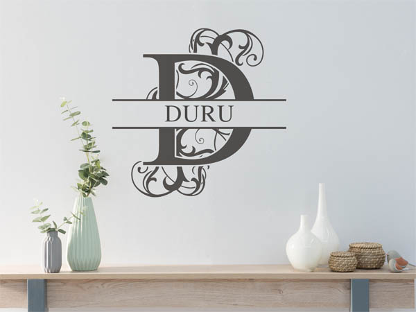 Wandtattoo verschnörkelter Buchstabe D mit Duru