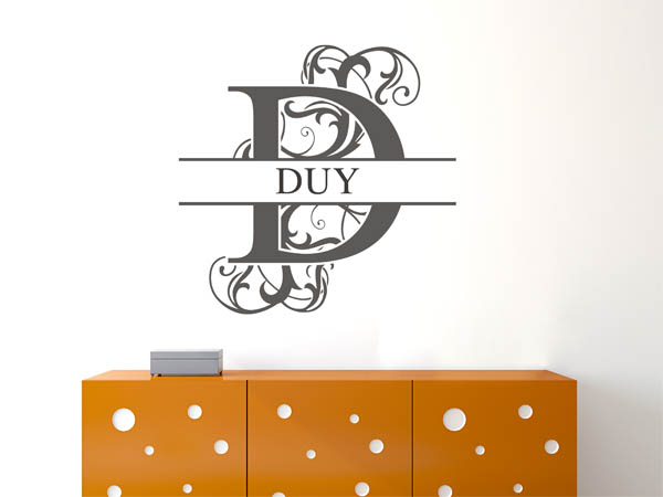 Wandtattoo verschnörkelter Buchstabe D mit Duy