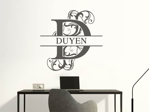Wandtattoo verschnörkelter Buchstabe D mit Duyen