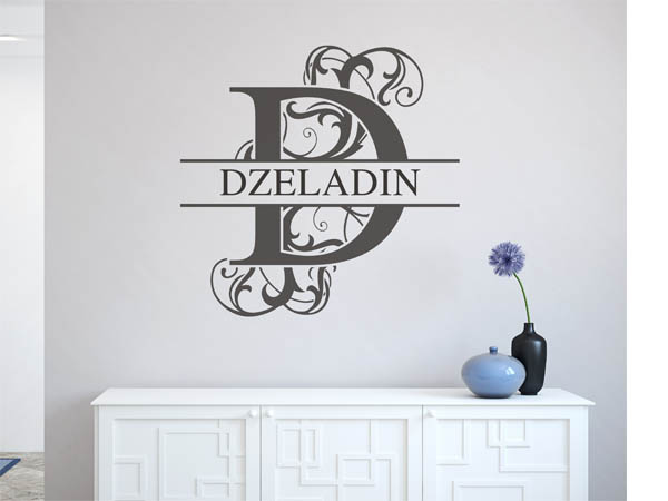 Wandtattoo verschnörkelter Buchstabe D mit Dzeladin