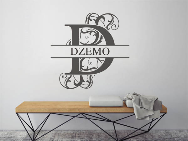 Wandtattoo verschnörkelter Buchstabe D mit Dzemo