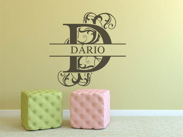 Wandtattoo verschnörkelter Buchstabe D mit Dário