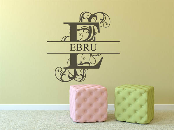 Wandtattoo verschnörkelter Buchstabe E mit Ebru