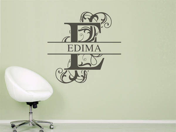 Wandtattoo verschnörkelter Buchstabe E mit Edima