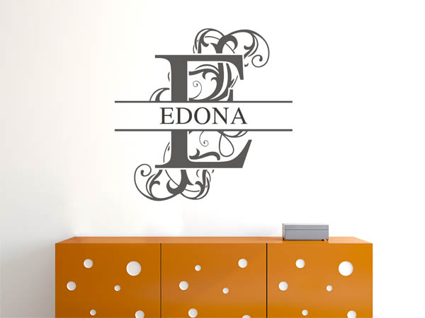 Wandtattoo verschnörkelter Buchstabe E mit Edona
