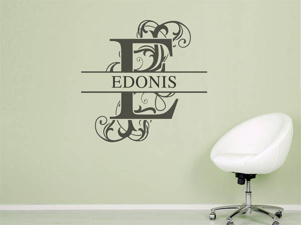 Wandtattoo verschnörkelter Buchstabe E mit Edonis