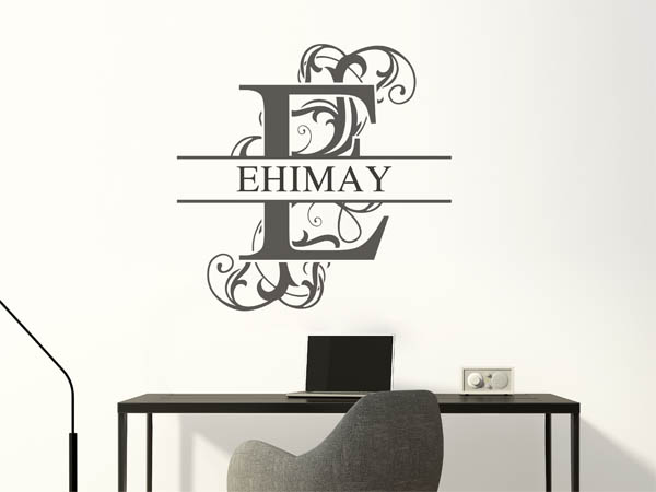 Wandtattoo verschnörkelter Buchstabe E mit Ehimay