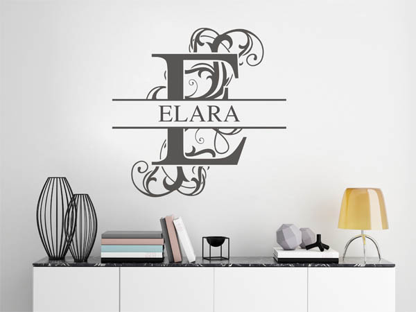 Wandtattoo verschnörkelter Buchstabe E mit Elara