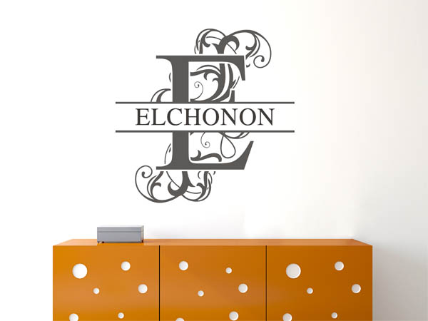 Wandtattoo verschnörkelter Buchstabe E mit Elchonon