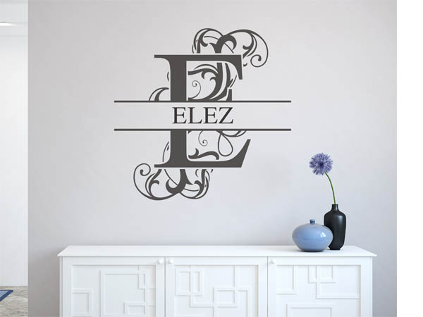 Wandtattoo verschnörkelter Buchstabe E mit Elez