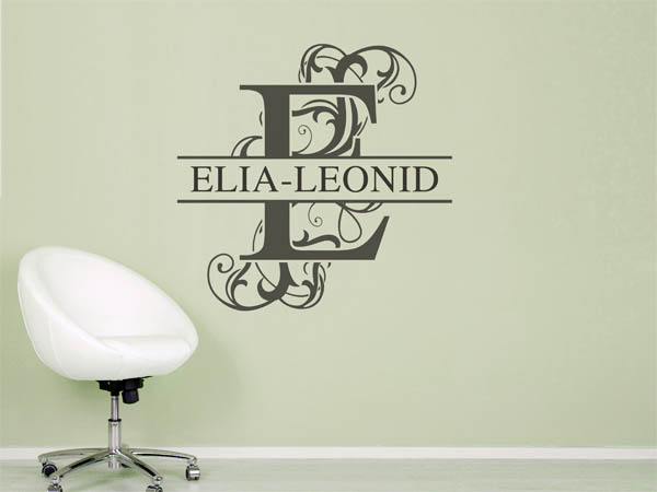 Wandtattoo verschnörkelter Buchstabe E mit Elia-Leonid