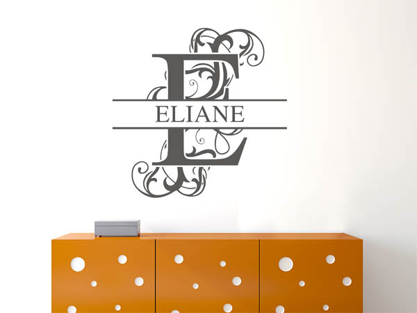 Wandtattoo verschnörkelter Buchstabe E mit Eliane
