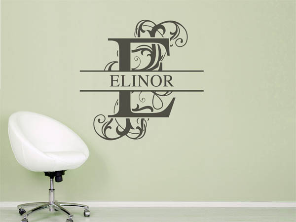 Wandtattoo verschnörkelter Buchstabe E mit Elinor