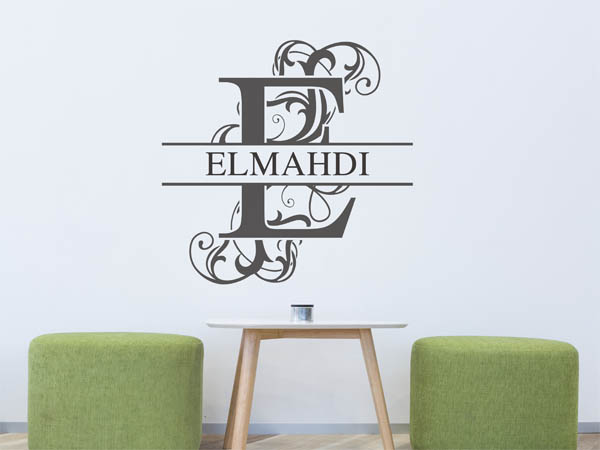 Wandtattoo verschnörkelter Buchstabe E mit Elmahdi
