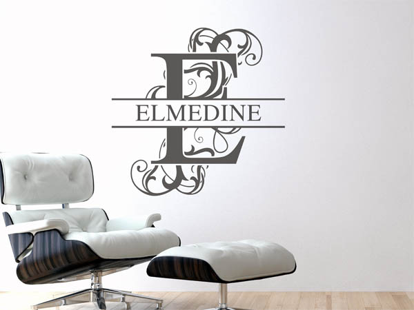Wandtattoo verschnörkelter Buchstabe E mit Elmedine