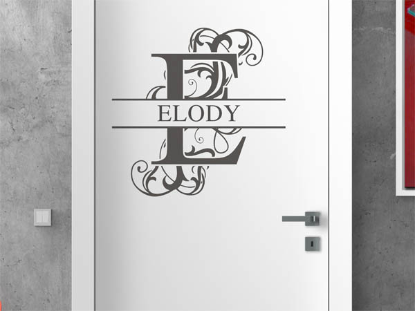 Wandtattoo verschnörkelter Buchstabe E mit Elody