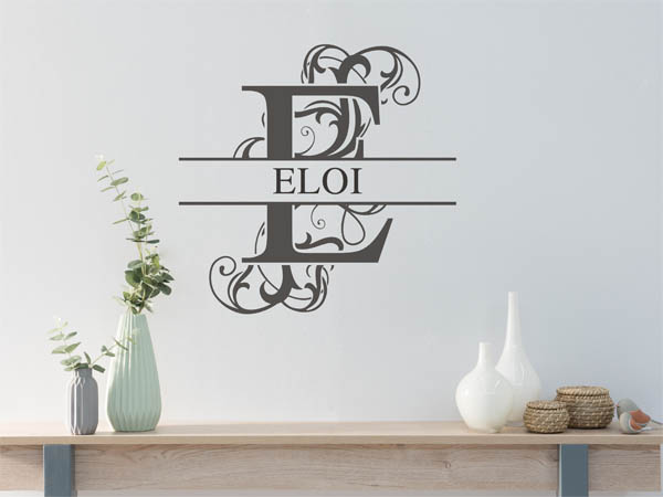 Wandtattoo verschnörkelter Buchstabe E mit Eloi