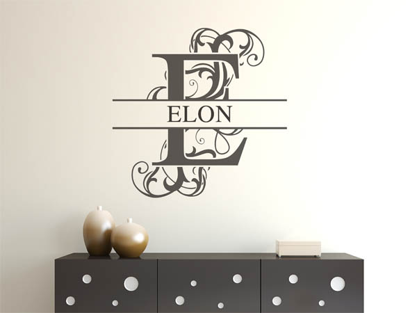 Wandtattoo verschnörkelter Buchstabe E mit Elon