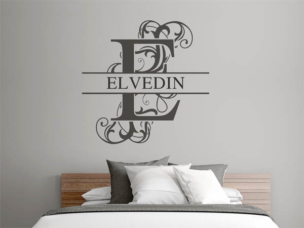 Wandtattoo verschnörkelter Buchstabe E mit Elvedin