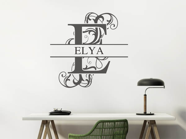 Wandtattoo verschnörkelter Buchstabe E mit Elya
