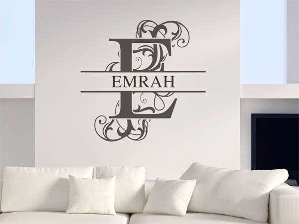 Wandtattoo verschnörkelter Buchstabe E mit Emrah