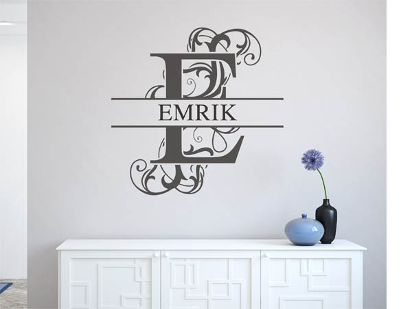 Wandtattoo verschnörkelter Buchstabe E mit Emrik