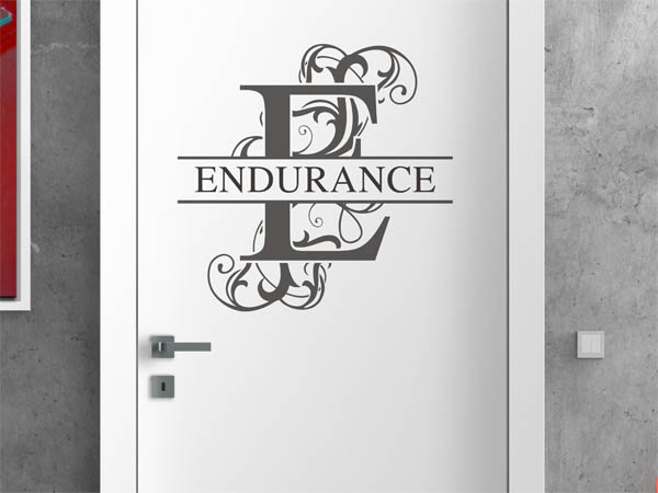 Wandtattoo verschnörkelter Buchstabe E mit Endurance