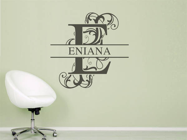 Wandtattoo verschnörkelter Buchstabe E mit Eniana