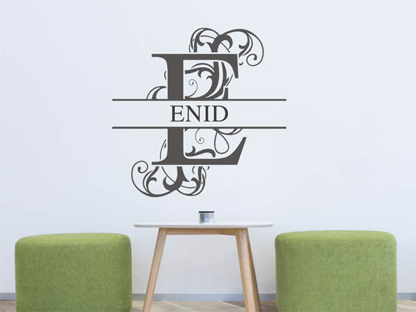 Wandtattoo verschnörkelter Buchstabe E mit Enid