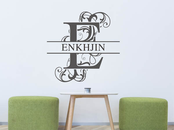 Wandtattoo verschnörkelter Buchstabe E mit Enkhjin