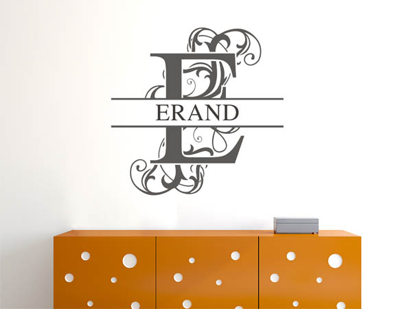 Wandtattoo verschnörkelter Buchstabe E mit Erand