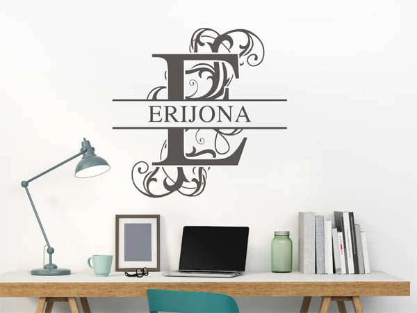 Wandtattoo verschnörkelter Buchstabe E mit Erijona