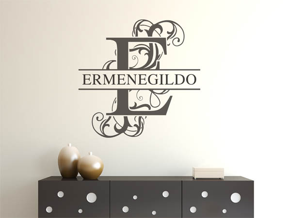 Wandtattoo verschnörkelter Buchstabe E mit Ermenegildo