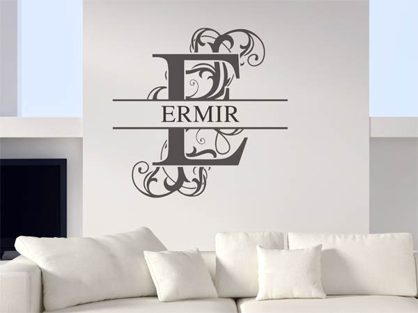 Wandtattoo verschnörkelter Buchstabe E mit Ermir