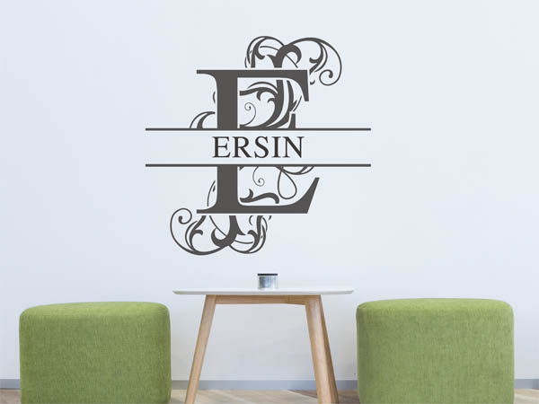 Wandtattoo verschnörkelter Buchstabe E mit Ersin
