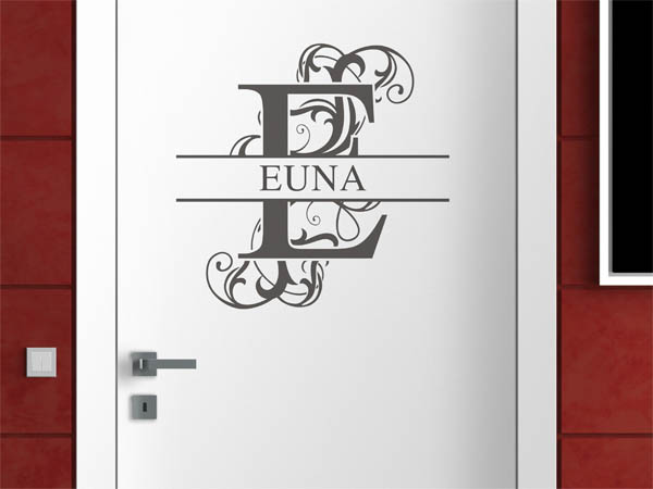 Wandtattoo verschnörkelter Buchstabe E mit Euna