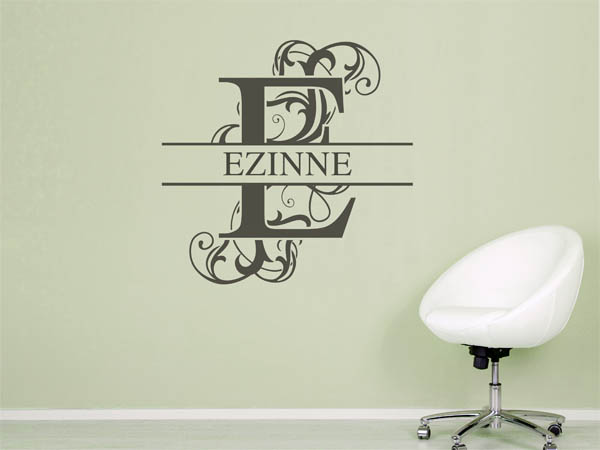Wandtattoo verschnörkelter Buchstabe E mit Ezinne
