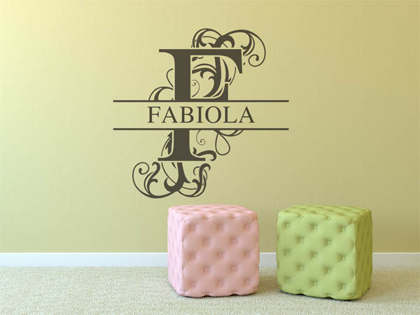 Wandtattoo verschnörkelter Buchstabe F mit Fabiola