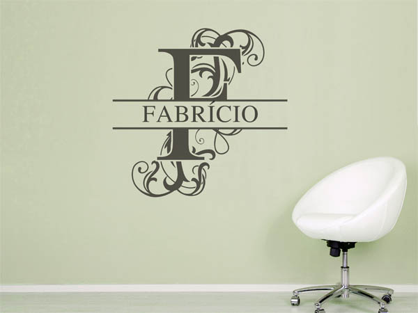 Wandtattoo verschnörkelter Buchstabe F mit Fabrício