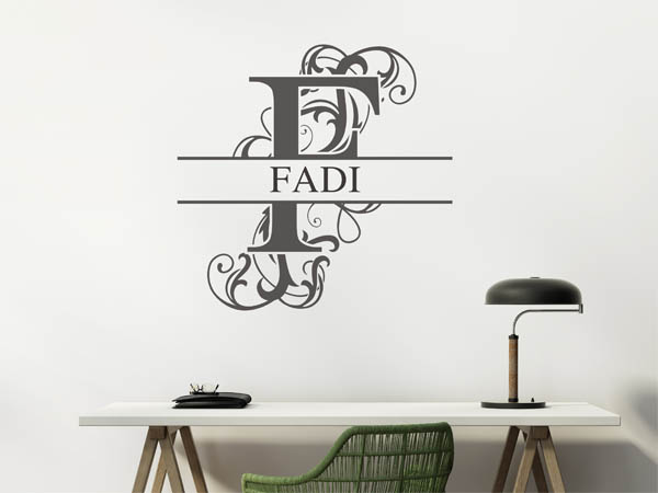 Wandtattoo verschnörkelter Buchstabe F mit Fadi